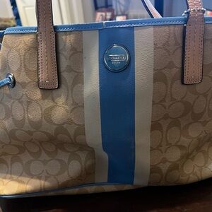 Coach Beige and Blue Signature Tote